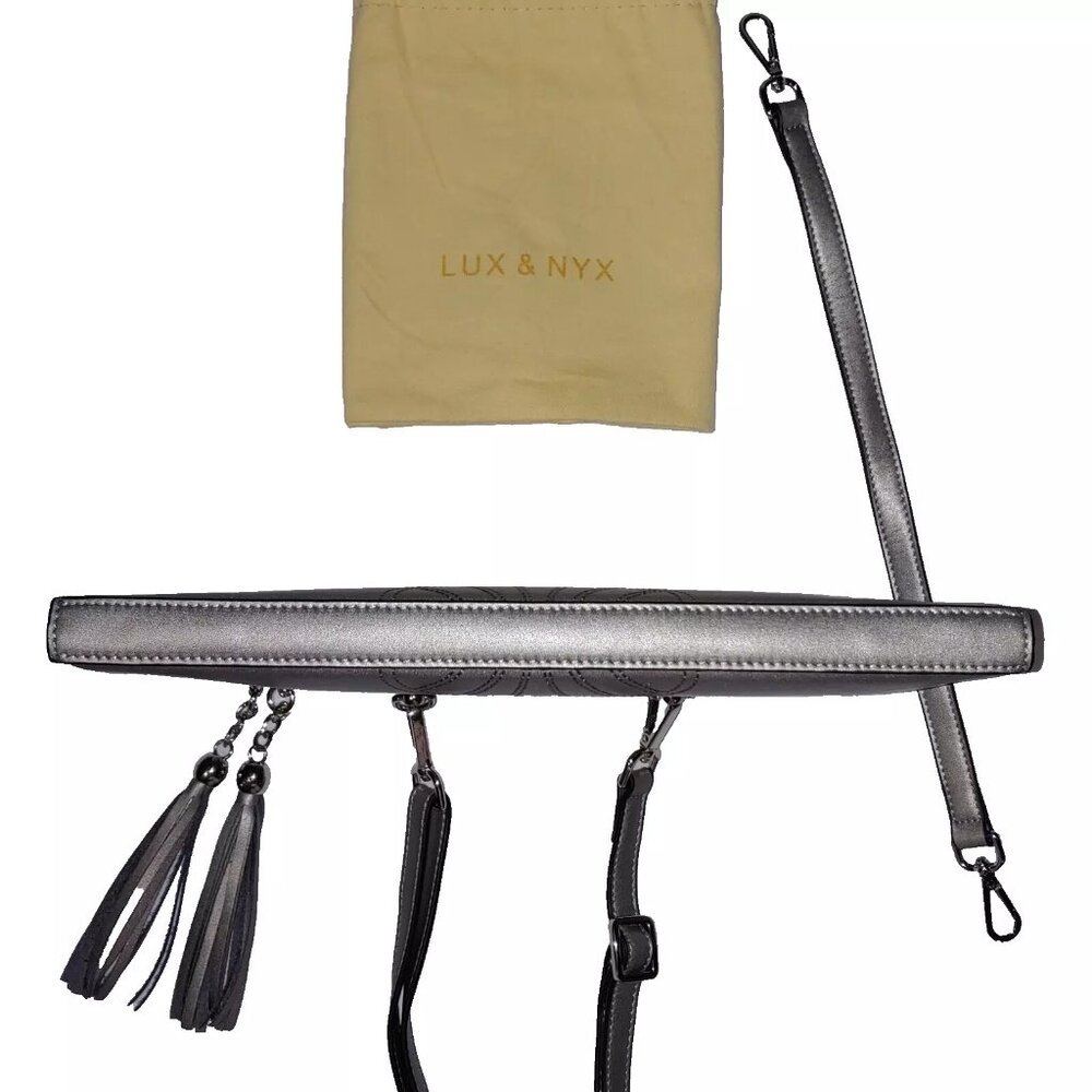 Lux and Nyx Fan Bag Convertible Crossbody Shoulder Bag Large version Silver Gray - Picture 10 of 12